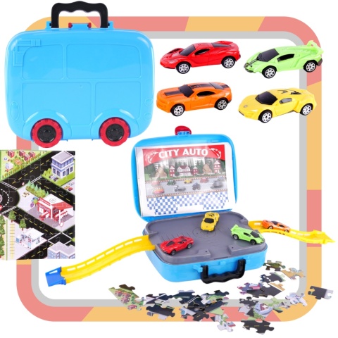 Zestaw Miasteczko Z Sportowymi Samochodzikami Miasto W Walizce Na Kółkach