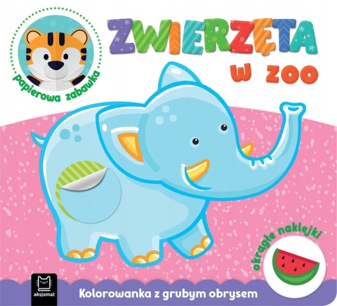 Zwierzęta w zoo kolorowanka z grubym obrysem okrągłymi naklejkami Aksjomat
